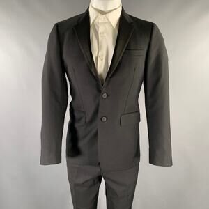 BURBERRY LONDON  Size 36 Black Solid Wool Mohair Notch Lapel 30 33 Tuxedo